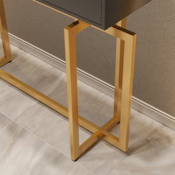 1200mm Modern Narrow Black Console Table with Storage Drawers and Metal Legs in Gold - thumbnail 4