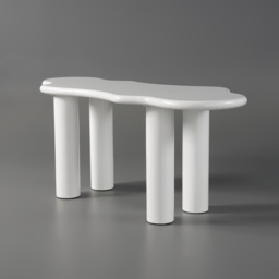 "Irregular Dining Table 4-Leg 71"" for 6 Person Japandi White" - thumbnail 7