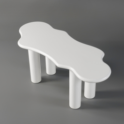 "Irregular Dining Table 4-Leg 71"" for 6 Person Japandi White" - thumbnail 8