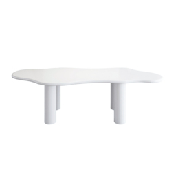 "Irregular Dining Table 4-Leg 71"" for 6 Person Japandi White" - thumbnail 6