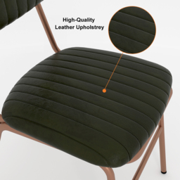 4-Piece Modern Dining Chairs with Green Faux Leather Upholstered & Metal Frame - thumbnail 3