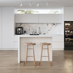 130 cm Large Kitchen Island Marble Veneered Top with Storage White Kitchen Cabinet - thumbnail 3
