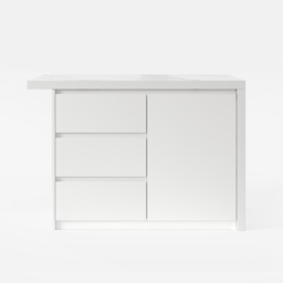 130 cm Large Kitchen Island Marble Veneered Top with Storage White Kitchen Cabinet - thumbnail 6