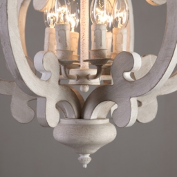 French Country Weathered Wood & Iron 6-Light Candle-Style Chandelier in Distressed White - thumbnail 8