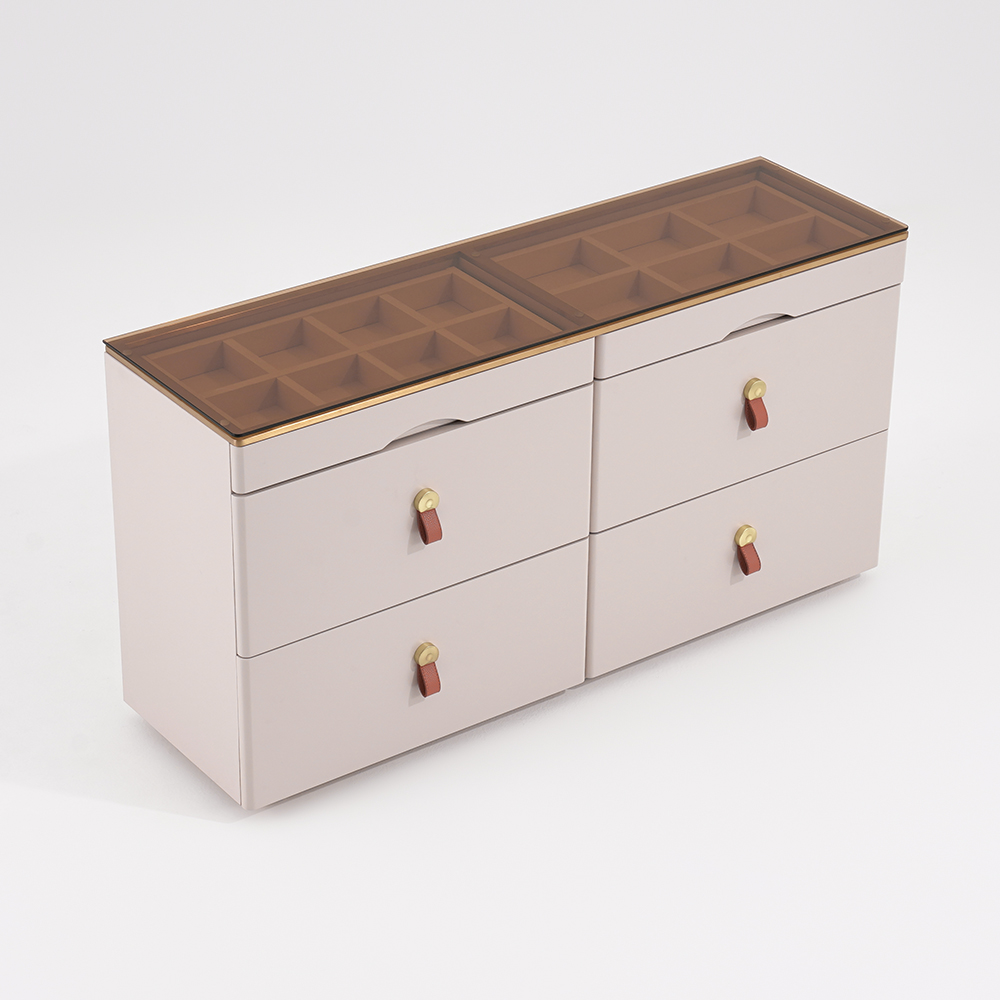 sachin and babi light blue dress Fontainebleau Champagne Gold Forged Mirror Dressing Cabinet