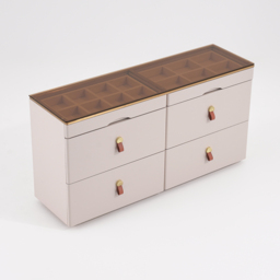 Glass 120 cm W Modern Champagne Dresser 6 Drawer Closet Island with Jewellery Display Storage - thumbnail 6