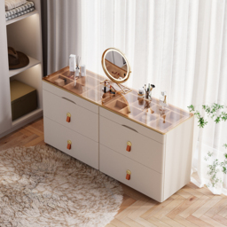 Glass 120 cm W Modern Champagne Dresser 6 Drawer Closet Island with Jewellery Display Storage - thumbnail 2