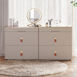 Glass 120 cm W Modern Champagne Dresser 6 Drawer Closet Island with Jewellery Display Storage - thumbnail 3