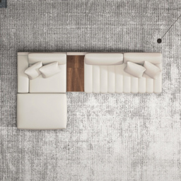 320 cm Leather L-Shaped Modular White Sectional Sofa with Storage Side Table and Ottoman - thumbnail 4