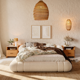 Modern Sintered Stone Top Bedside Table with Drawers & Shelf - thumbnail 3