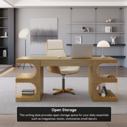 Natural Office Writing Desk  Desk with Drawer & Shelves Modern Office Furniture (1630mm) - thumbnail 5