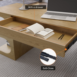 Natural Office Writing Desk  Desk with Drawer & Shelves Modern Office Furniture (1630mm) - thumbnail 4