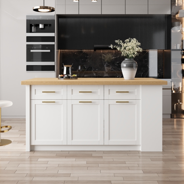 183 cm Large Natural & White Kitchen Island with Storage Modern Kitchen Cabinet - image 1