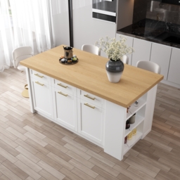 183 cm Large Natural & White Kitchen Island with Storage Modern Kitchen Cabinet - thumbnail 2