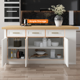 183 cm Large Natural & White Kitchen Island with Storage Modern Kitchen Cabinet - thumbnail 6