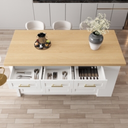 183 cm Large Natural & White Kitchen Island with Storage Modern Kitchen Cabinet - thumbnail 4