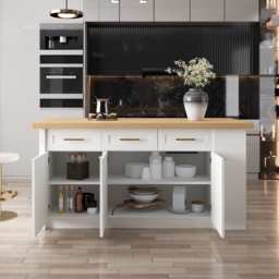 183 cm Large Natural & White Kitchen Island with Storage Modern Kitchen Cabinet - thumbnail 5