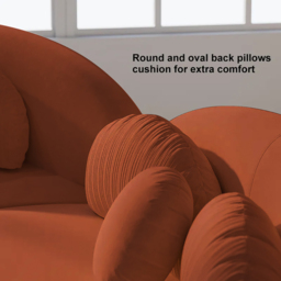 3700mm 4-Piece Curved Velvet Sectional Sofa with Ottoman & Pillows - thumbnail 9