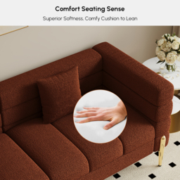 200 cm Modern Boucle Upholstered Fluted 3 Seater Sofa for Living Room with pillow Set of 2 - thumbnail 8