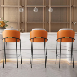 Linenic Modern PU Leather Breakfast Bar Stool with Back Bar Height Stool with Footrest 6-Pieces - thumbnail 4