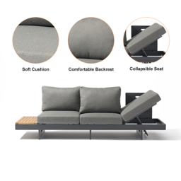 "Tevara 47"" 5-Piece Modular Teak Outdoor Sofa Set with Smokeless Fire Pit for 6 People" - thumbnail 8