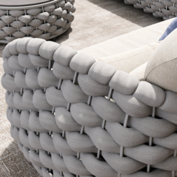 4 PCS Woven Rope Garden Sectional Sofa Set Modern Yard & Patio Furniture for 4 Person in Warm White Cushion & Pillow Included - thumbnail 5
