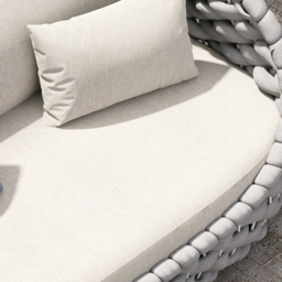 4 PCS Woven Rope Garden Sectional Sofa Set Modern Yard & Patio Furniture for 4 Person in Warm White Cushion & Pillow Included - thumbnail 6