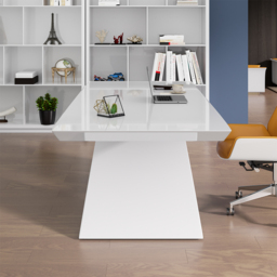 "71"" Modern White Computer Desk Rectangular Executive & Reclining Leather Office Chair" - thumbnail 3