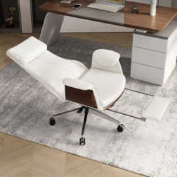 "71"" Modern White Computer Desk Rectangular Executive & Reclining Leather Office Chair" - thumbnail 7