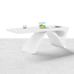 "71"" Modern White Computer Desk Rectangular Executive & Reclining Leather Office Chair" - thumbnail 4