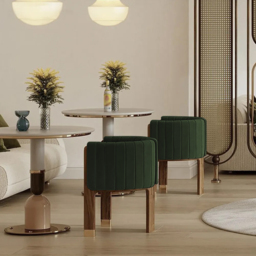 Homary Modern Wood Accent Chair Green Velvet Upholstered Arm Chair Set of 2 - thumbnail 4
