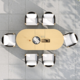7 PCS Outdoor Extendable Dining Set, Farmhouse Style Extendable Outdoor & Yard Dining Table Set with 6 Woven Armchairs for 4 to 6 Person - thumbnail 4