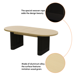 7 PCS Outdoor Extendable Dining Set, Farmhouse Style Extendable Outdoor & Yard Dining Table Set with 6 Woven Armchairs for 4 to 6 Person - thumbnail 9