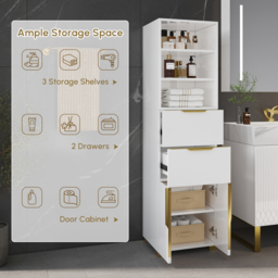 Aro 149 cm Freestanding Bathroom Storage Cabinet with Shelves, Drawers & Doors - thumbnail 6
