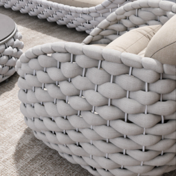Cocaro Garden Aluminium & Rope Weave Lounge Chair in Grey & White - thumbnail 5