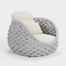 Cocaro Garden Aluminium & Rope Weave Lounge Chair in Grey & White - thumbnail 9