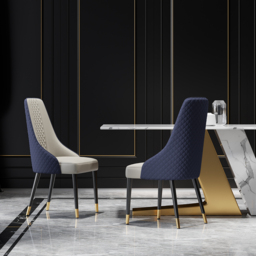 Modern Dining Chairs Set of 8 Faux Leather High Back with Upholstered Blue Dining Room Chairs - thumbnail 2