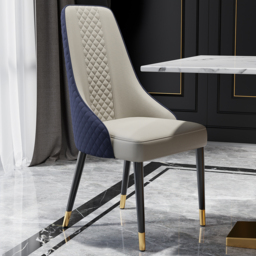 Modern Dining Chairs Set of 8 Faux Leather High Back with Upholstered Blue Dining Room Chairs