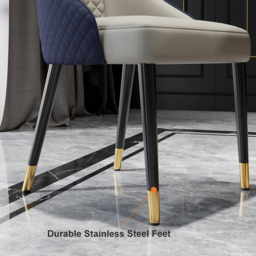 Modern Dining Chairs Set of 8 Faux Leather High Back with Upholstered Blue Dining Room Chairs - thumbnail 6