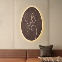 80cm Illuminated Abstract Figure Wall Art with Warm LED Backlight, Textured Wall Decor