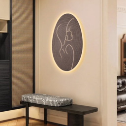 80cm Illuminated Abstract Figure Wall Art with Warm LED Backlight, Textured Wall Decor - thumbnail 2