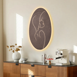 80cm Illuminated Abstract Figure Wall Art with Warm LED Backlight, Textured Wall Decor - thumbnail 3