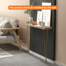 1000mm Rustic Narrow Rectangular Console Table with Wooden Top & Metal Hairpin Legs - thumbnail 8