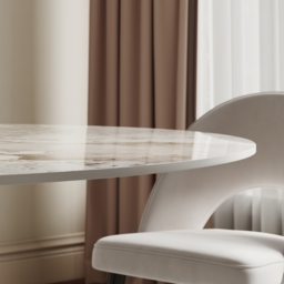Modern 120cm Round Glossy Sintered Stone Dining Table with Black Pedestal Base, Seats 4 - thumbnail 9