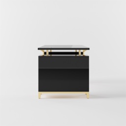 Hungled 1400mm Modern Black & Gold Office Wooden Writing Desk with Storage File Cabinet - thumbnail 7