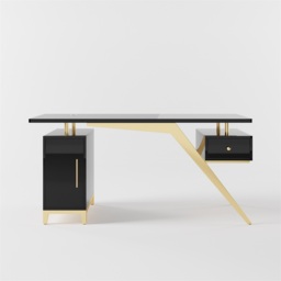 Hungled 1400mm Modern Black & Gold Office Wooden Writing Desk with Storage File Cabinet - thumbnail 6