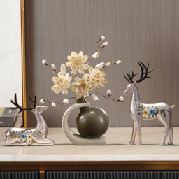 Creative Silver Deer Decoration Artificial Flower Set Golden Artificial Flowers in Vase - thumbnail 2