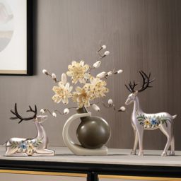 Creative Silver Deer Decoration Artificial Flower Set Golden Artificial Flowers in Vase - thumbnail 1