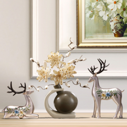 Creative Silver Deer Decoration Artificial Flower Set Golden Artificial Flowers in Vase - thumbnail 3