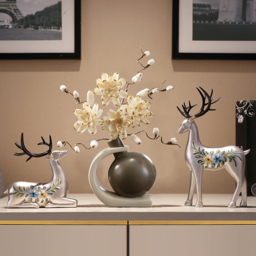 Creative Silver Deer Decoration Artificial Flower Set Golden Artificial Flowers in Vase - thumbnail 5